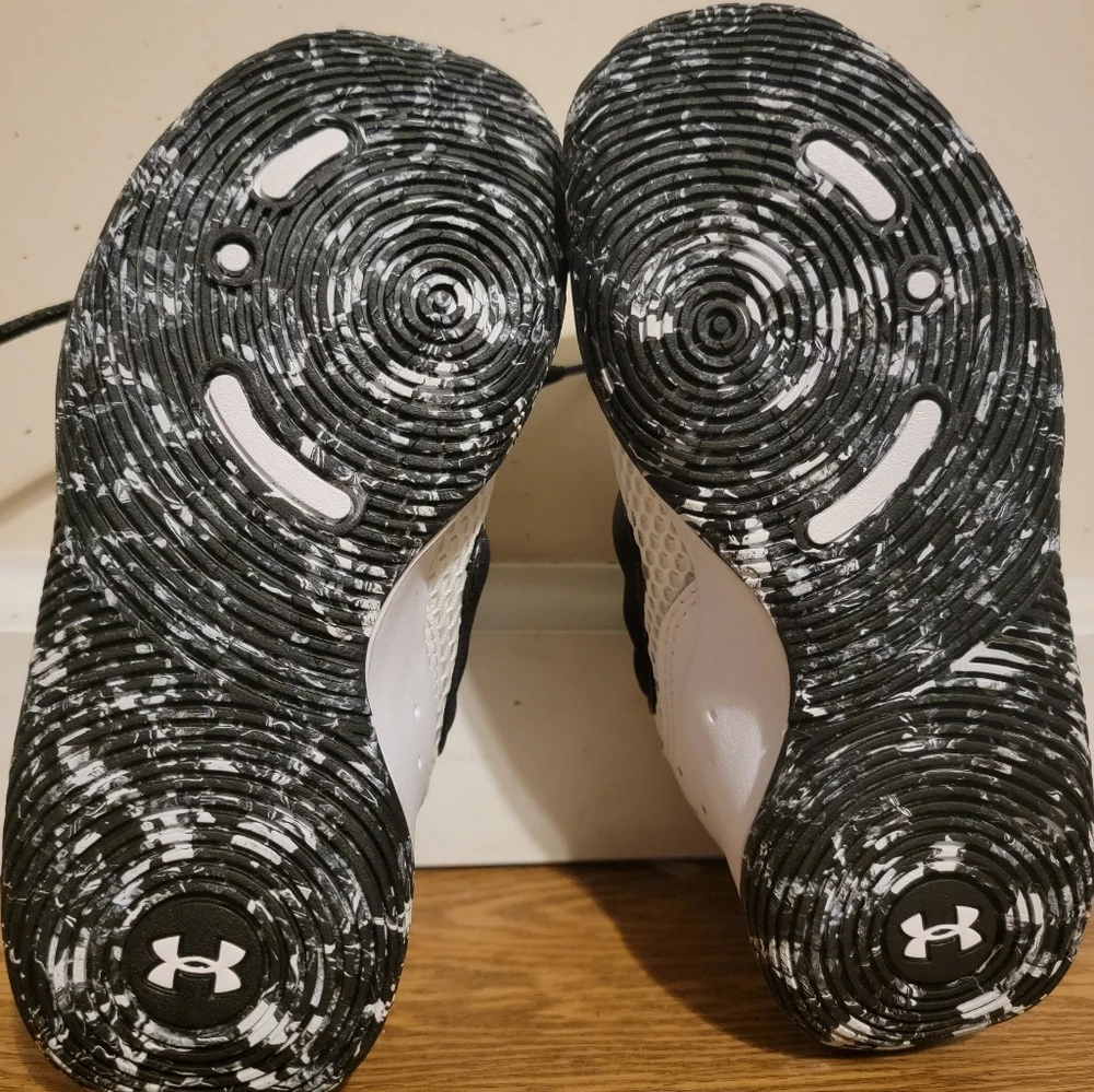 Brand New Under Armour Kids' Black and White High-Top Sneakers Size 12